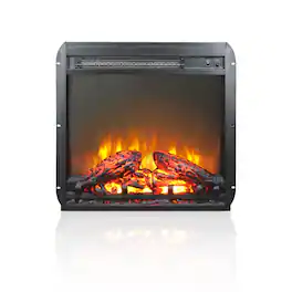 Mondawe - 18" Ultra-Thin Electric Fireplace Insert with Realistic Flame and Overheat Protection - Black
