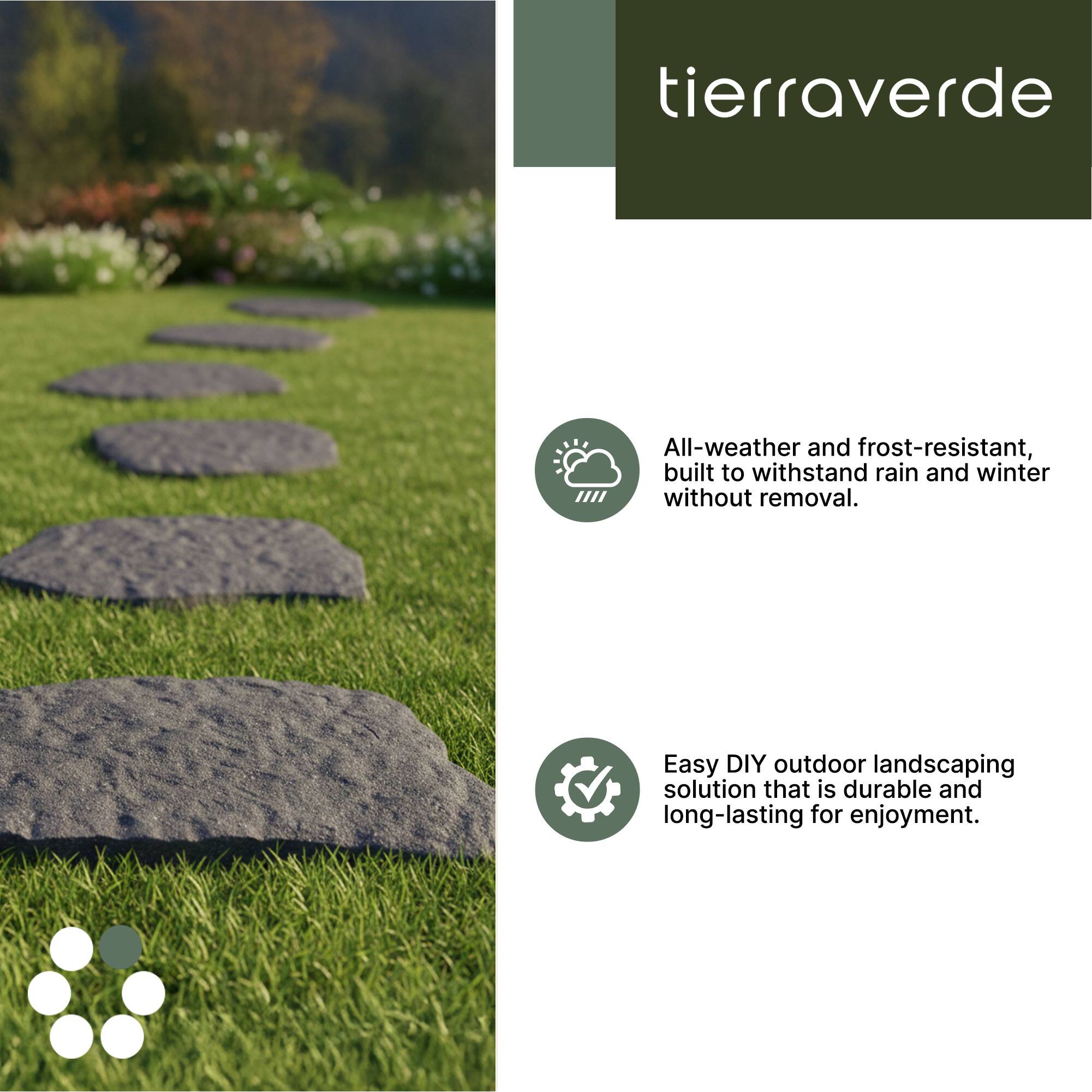 tierraverde

All-weather and frost-resistant, built to withstand rain and winter without removal.

Easy DIY outdoor landscaping solution that is durable and long-lasting for enjoyment.
