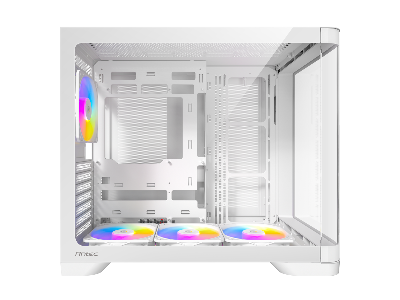 Alt View 10. Antec - C5 Curve ARGB, 4 x 120mm ARGB PWM Fans Included, Curved Tempered Glass Front & Side Panels, Mid-Tower ATX PC Case - White.