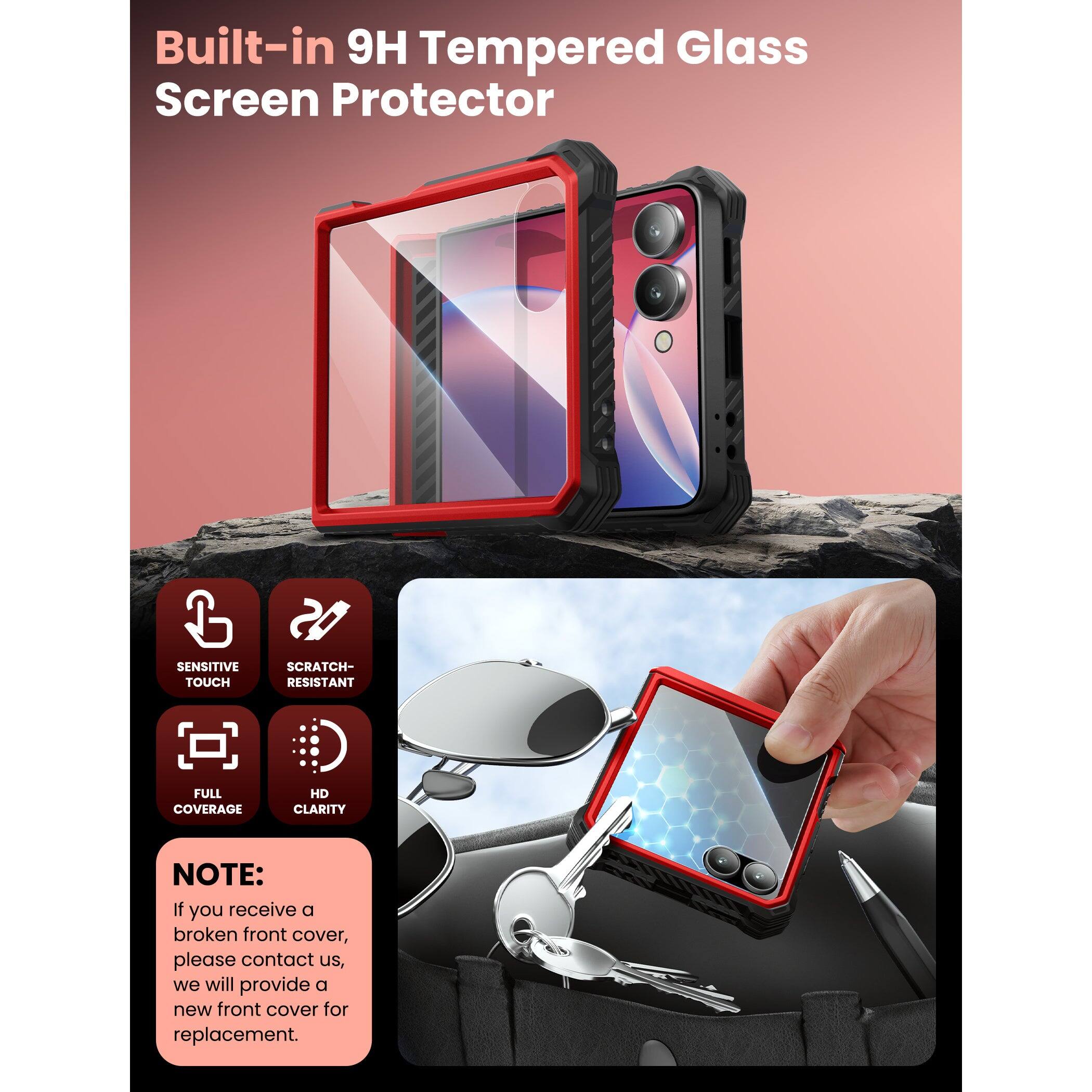 Alt View 5. i-Blason - i-Blason Armorbox Case for Samsung Z Flip7 – Kickstand, Screen Protector, Military-Grade - Metallic Red.