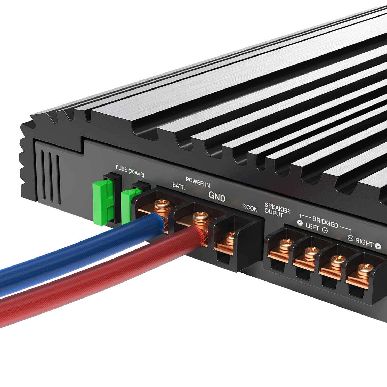 FUSE (30A x 2)  
BATT.  
POWER IN  
GND  
P.CON  
SPEAKER OUTPUT  
BRIDGED  
LEFT  
RIGHT