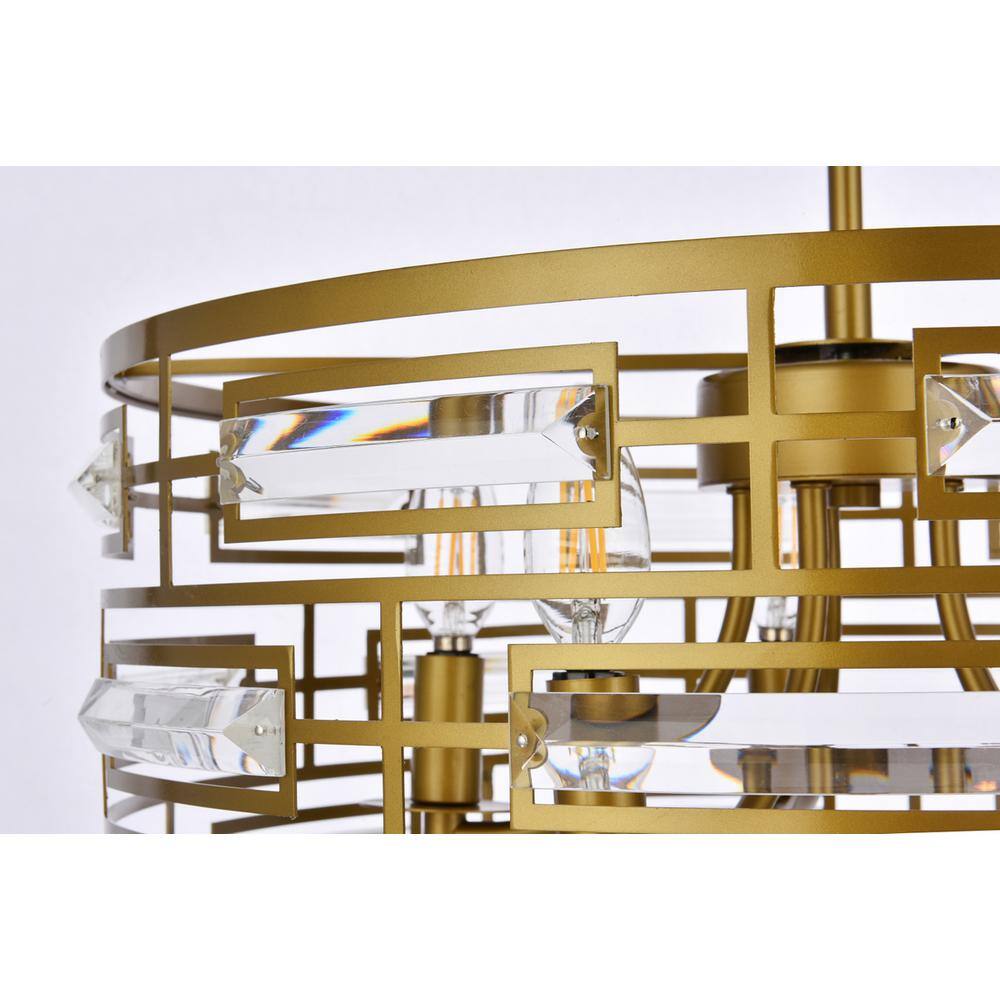 Alt View 2. Elegant Lighting - Kennedy 18.5 inch pendant in brass - Brass.