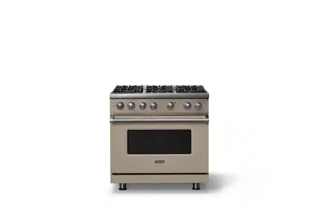 Front. Viking - 36 in. Wide 6 Burner Pro 5 Series 5.1 Cu. Ft. Freestanding Sealed Burner Gas Convection Range - Nantucket - Nantucket.