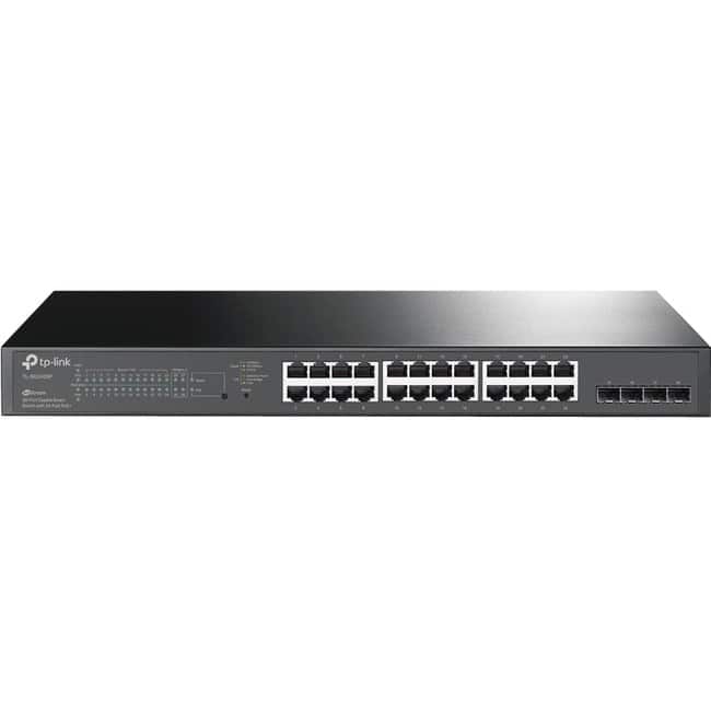 TP-Link - TL-SG2428P - JetStream 28-Port Gigabit Smart Switch with 24-Port PoE+ - Limited Lifetime Protection - 24 PoE+ - Black