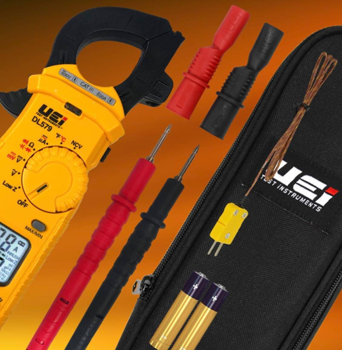 Boov [1] CAT III 600A 6 TEST UEI DL579 INSTRUMENTS 12 'FC . NCV E Vm 4 Low Z' OFF 00 MAX/MIN 8 A Low INRUSH SH TEST INSTRUMENTS