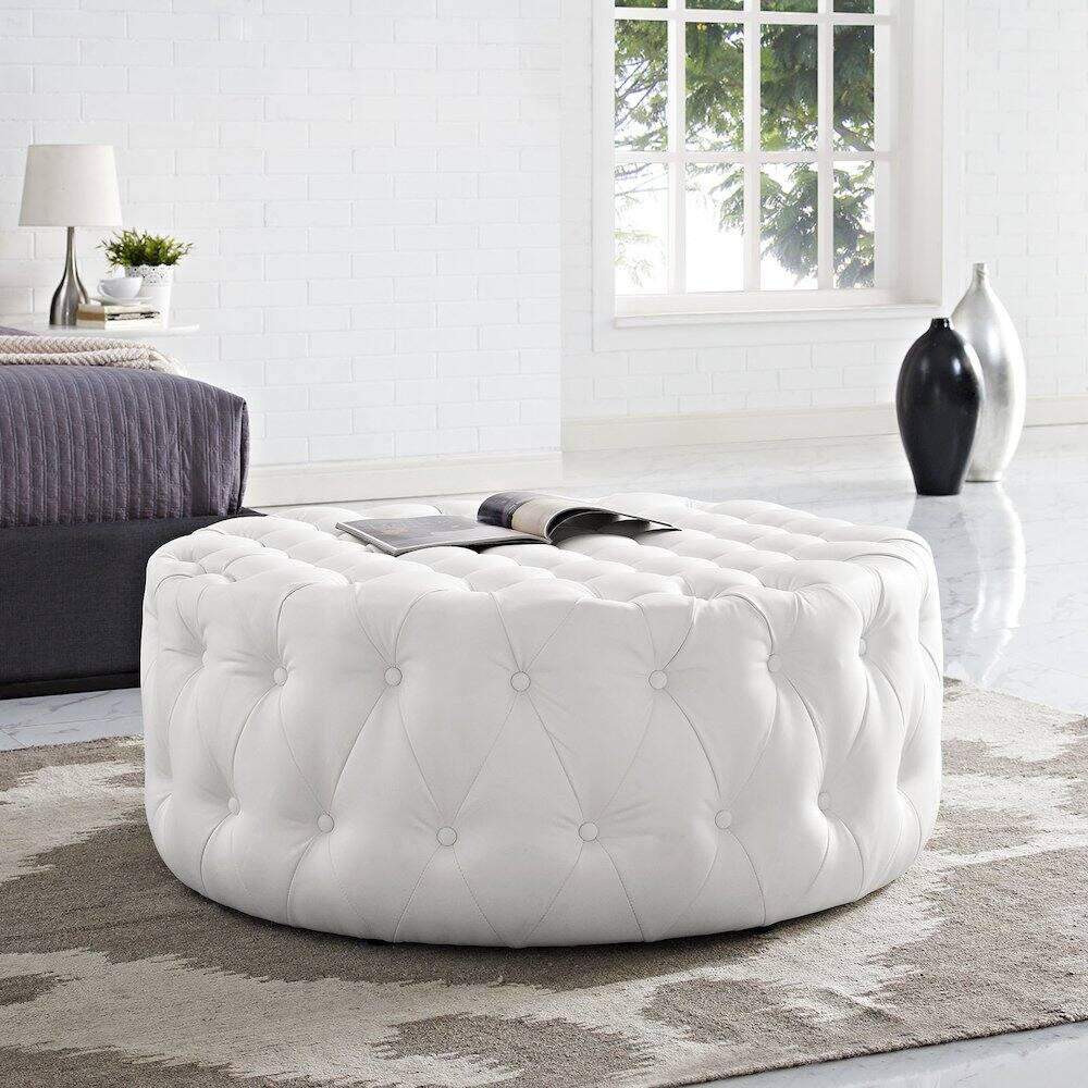 Alt View 3. Modway - Amour Upholstered Vinyl Ottoman - White.