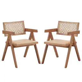 Manhattan Lane - Tina 22 Inch Dining Armchair Set of 2, Woven Rattan - Brown