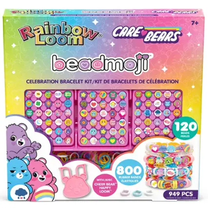 Rainbow Loom Care Bears Beadmoji Celebration Bracelet Kit/Kit de bracelets de célébration 100% S PEACE - JEC GRUMPS 2W AUEN TA  FREE HUGE LUSS -tU0 SEO THE LFE NO TEETT - PEASE  LEOC ALS S ECT So CRR 120 MTZS BEADS PERLES T - - SEARS DESTIES 800 RUBBER BANDS WITH/AVEC LASTIQUES CHEER BEAR HAPPY LOOM 6d e Sarud NLL sGIC SHOOT STARS 949 PCS