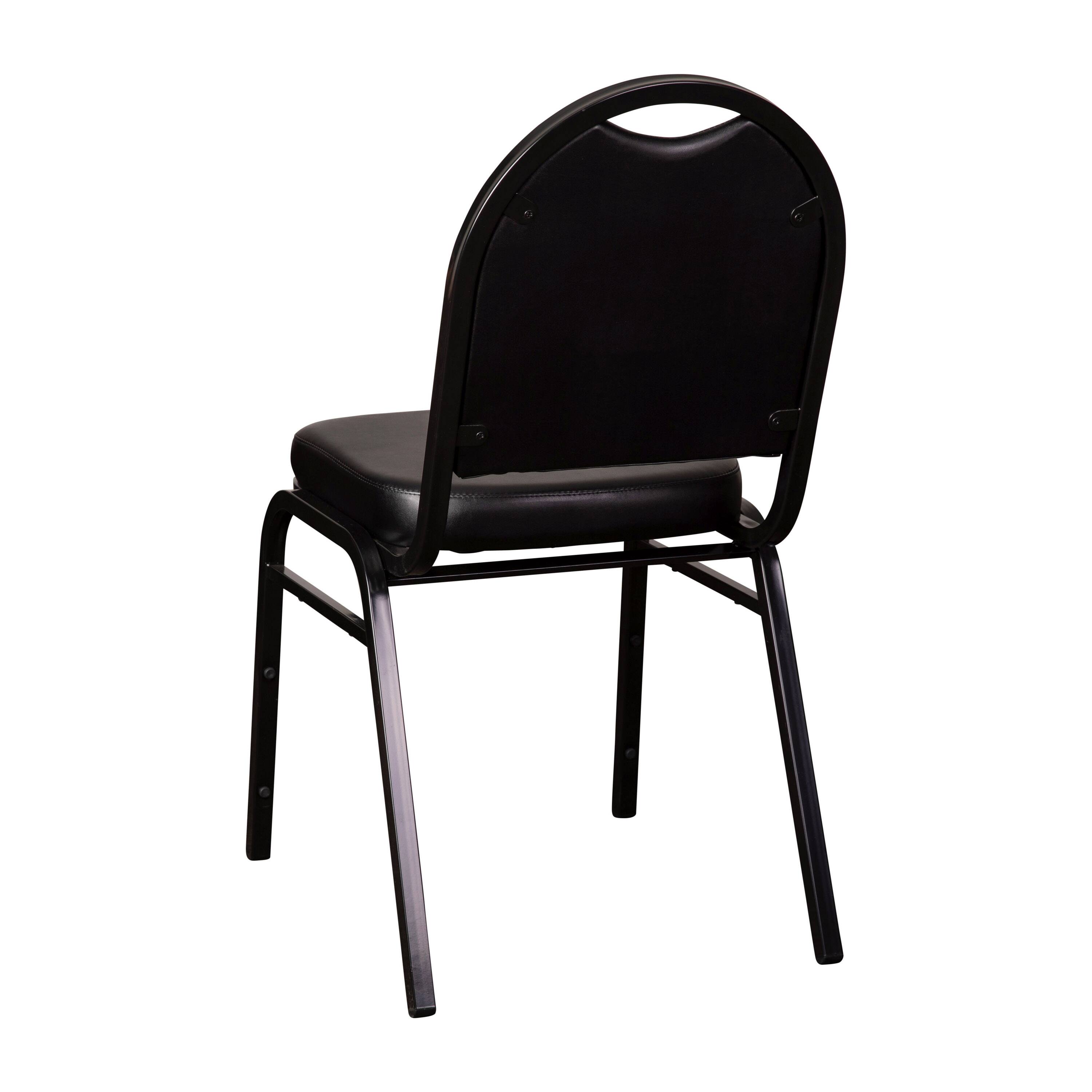 Alt View 8. Emma + Oliver - Dymoke Versatile Dome Back Stacking Banquet Chair - Black Vinyl/Black Frame.