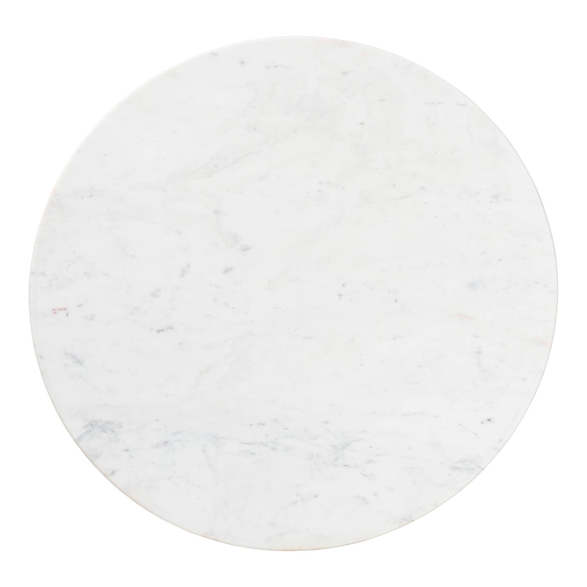 Left. Baxton Studio - Akanji Marble Coffee Table - Modern Rustic Accent Table with Hand-Forged Metal Frame, Round - Marble White/Black.