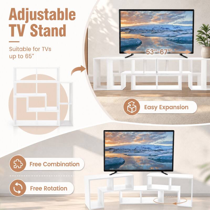 Adjustable TV Stand  
Suitable for TVs up to 65"  
53"-67"  
Easy Expansion  
Free Combination  
Free Rotation