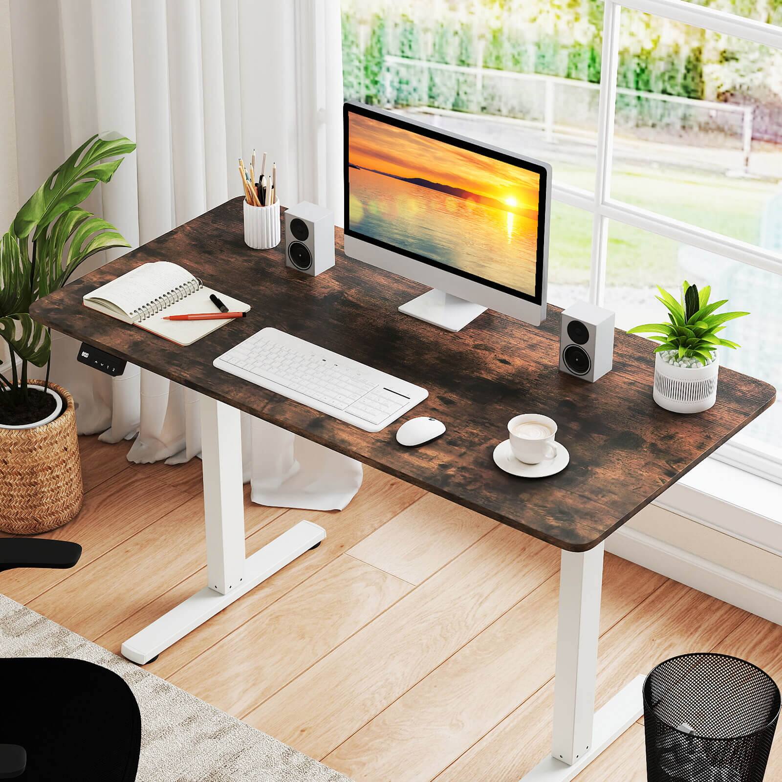 Alt View 1. Costway - Costway 48" x 24" Whole Piece Table Top with Safe Rounded Corners for Home Office Desk DIY - Rustic Brown.
