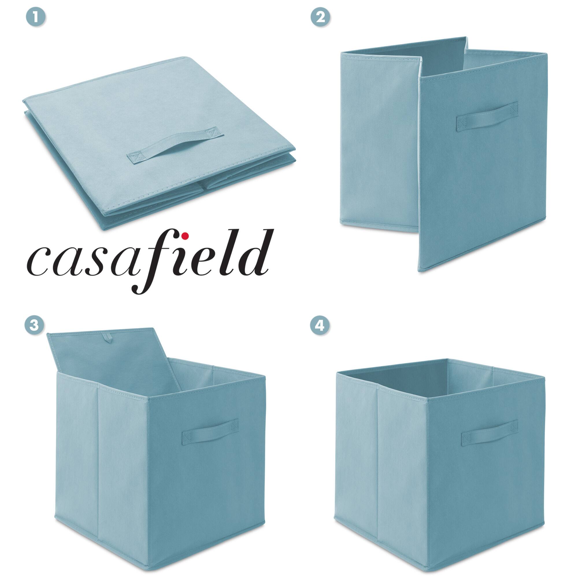 Alt View 5. Casafield - (Set of 12) Collapsible Fabric Cubes - Storage Bins - Baby Blue.