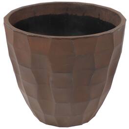 Sunnydaze - 15.75 in Pebbled Polyresin Outdoor Planter - Dark Brown