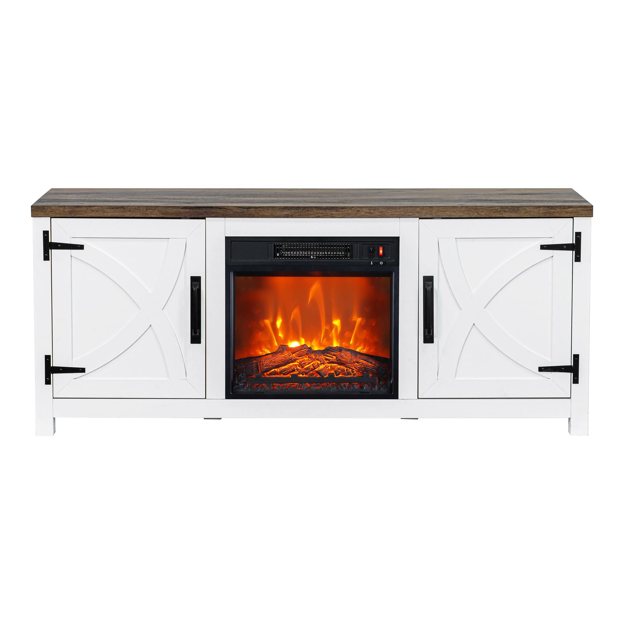 Alt View 8. Ihomeadore - 58" Farmhouse TV Stand for TV up to 65" with Electric Fireplace - White.