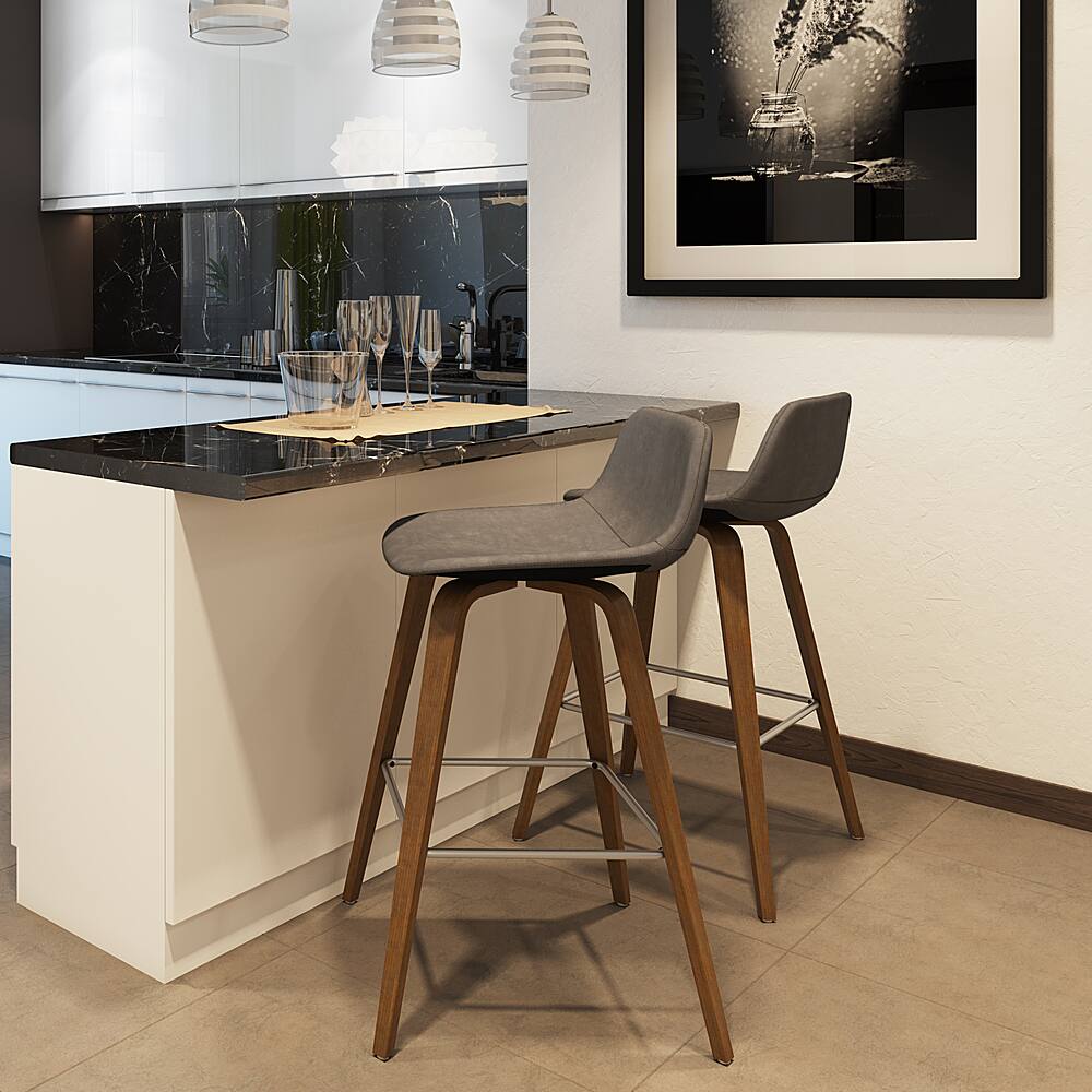 Alt View 11. Simpli Home - Randolph Bentwood Counter Height Stool (Set of 2) - Distressed Grey.