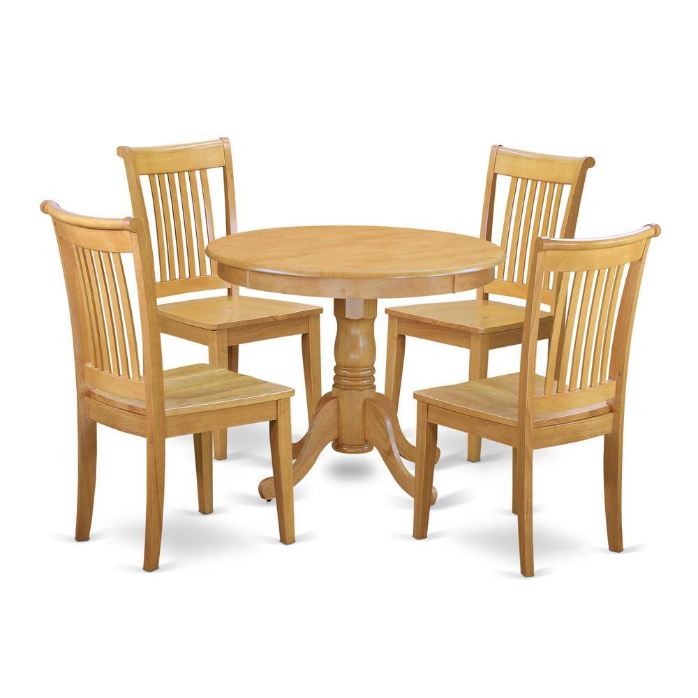 Back. East West Furniture - Dining Room Set Oak - Brown.