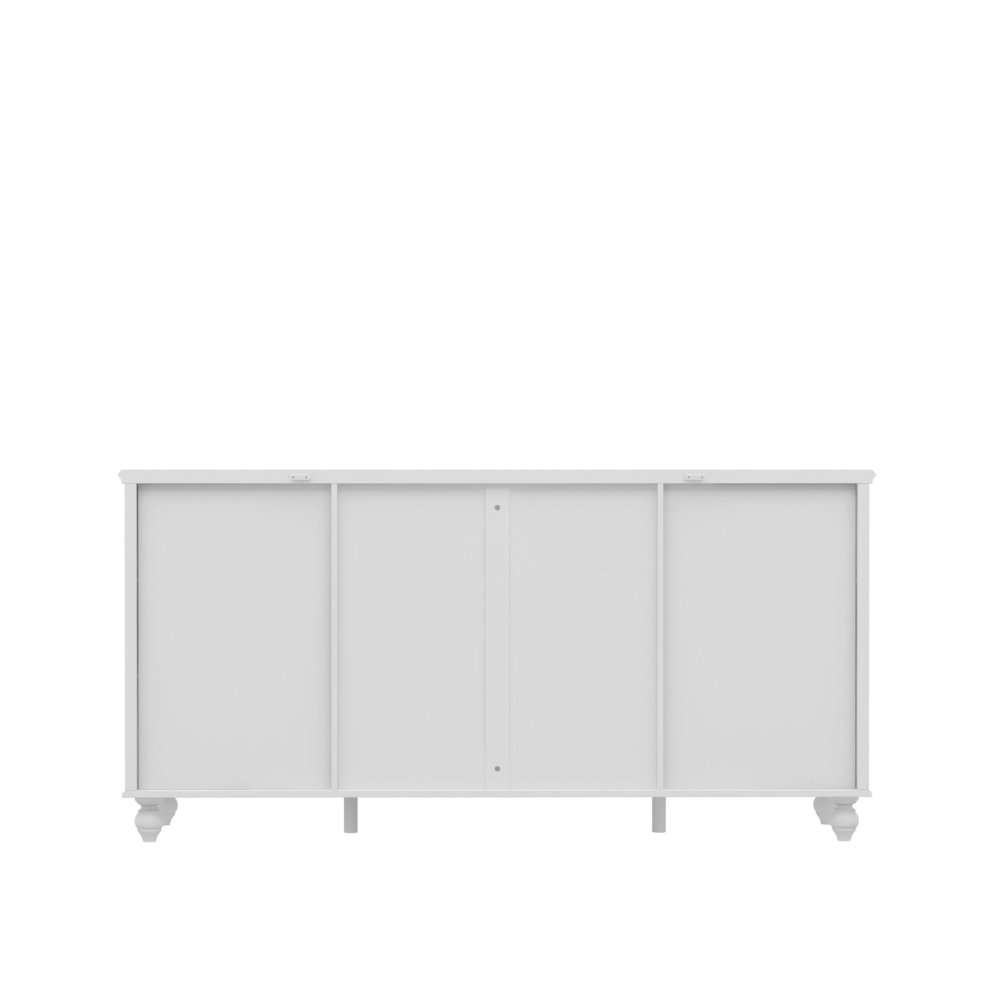 Back. FUFU & GAGA - FUFU&GAGA White 9 - Drawer Dresser: Stylish Storage with Solid Wood Legs - White.