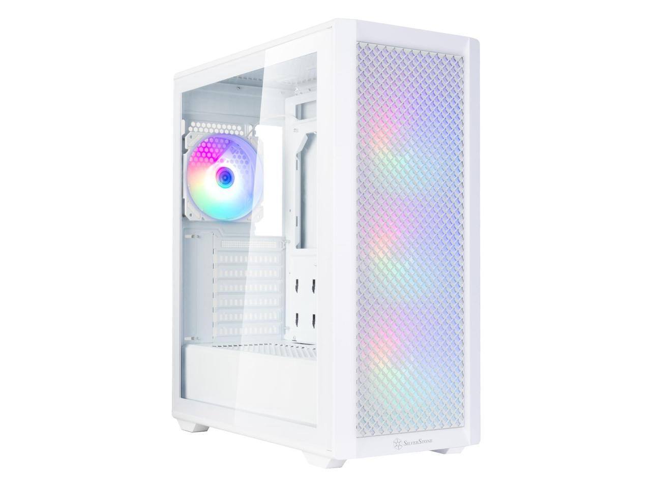 Front. SilverStone - SilverStone Technology FARA 515XR White Compact ATX Tower Chassis with Four Included Rainbow Fans, SST-FA515XR-WG - White.
