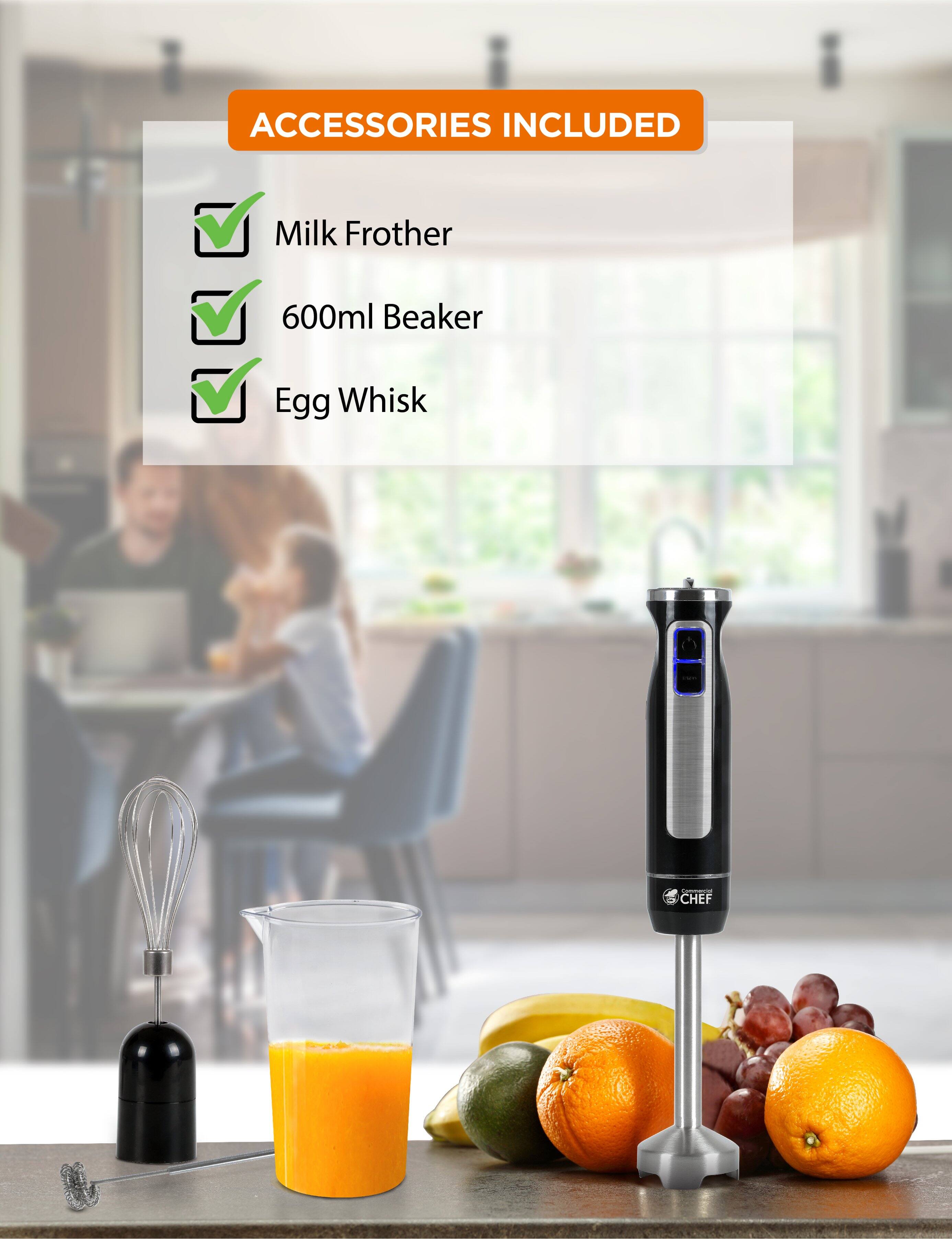 ACCESSORIES INCLUDED

- Milk Frother
- 600ml Beaker
- Egg Whisk

I 2 CHEF