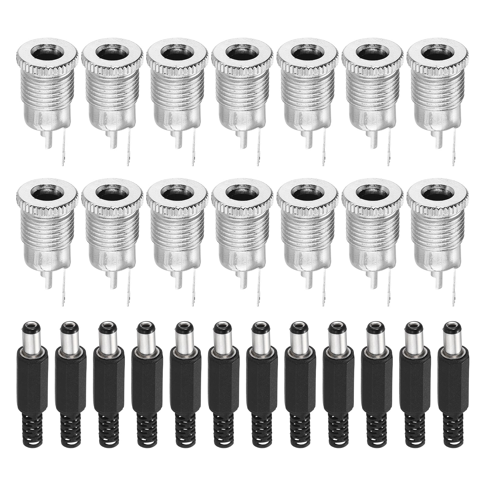 Unique Bargains - 20pcs DC5521 Male Plug with Spacer + 20pcs DC5521 Female Jack for Guitar/Car Audio/Power Supply - Black