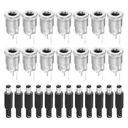 Unique Bargains - 20pcs DC5521 Male Plug with Spacer + 20pcs DC5521 Female Jack for Guitar/Car Audio/Power Supply - Black