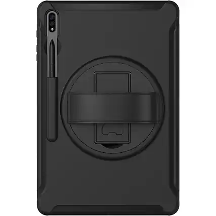 Front. SaharaCase - PROTECTION Hand Strap Series Case for Samsung Galaxy Tab S8+ - Black.