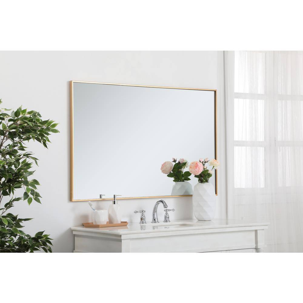 Alt View 1. Elegant Decor - Metal frame rectangle mirror 30 inch in Brass - Brass.