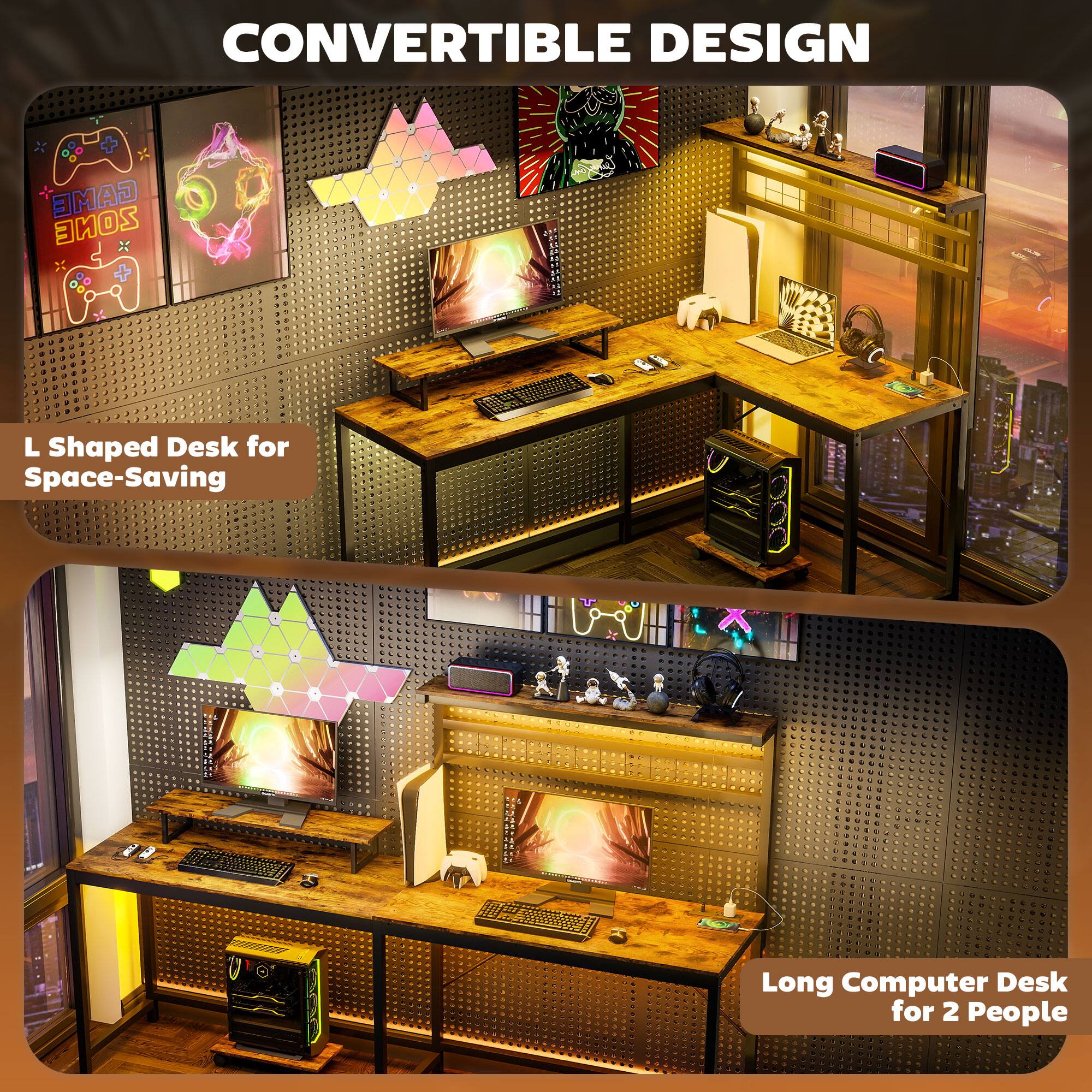CONVERTIBLE DESIGN

L Shaped Desk for Space-Saving

Long Computer Desk for 2 People
