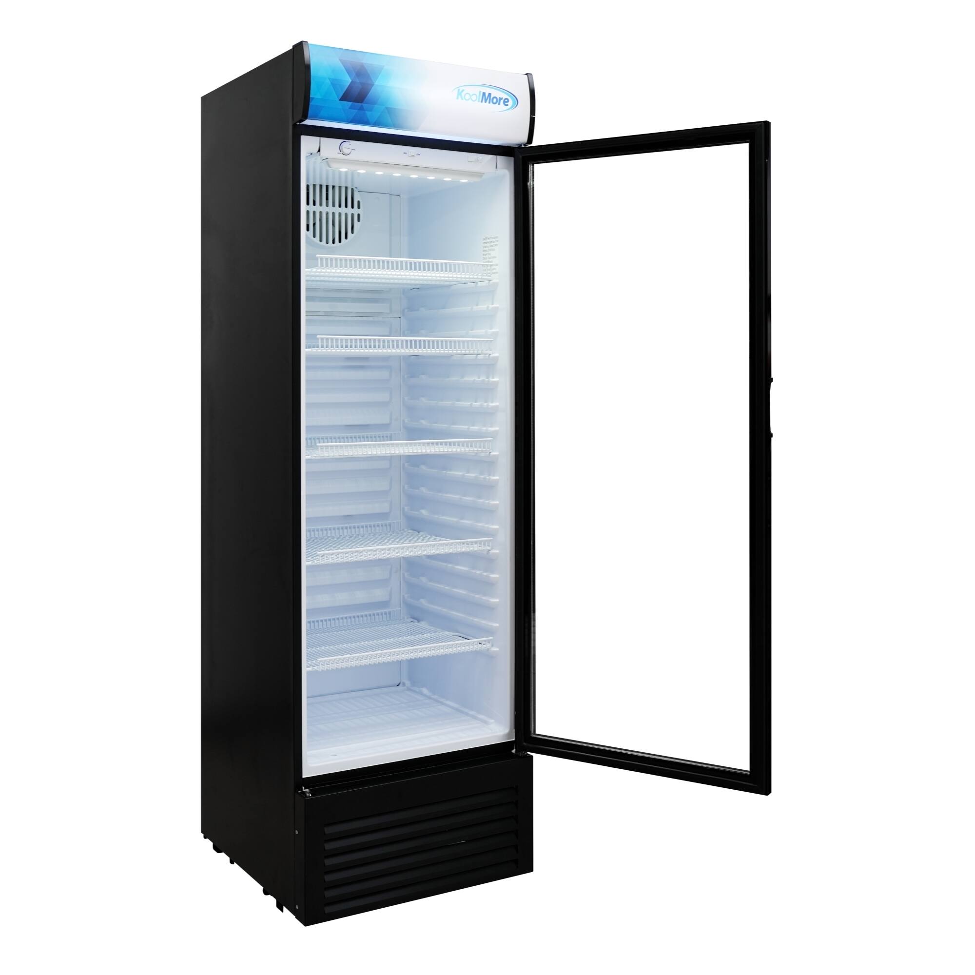 Alt View 4. Koolmore - 26 in. Commercial Merchandiser Refrigerator with LED Lights, 15 Cu. Ft. in Black (KM-MDR-1GD-15C) - Black.