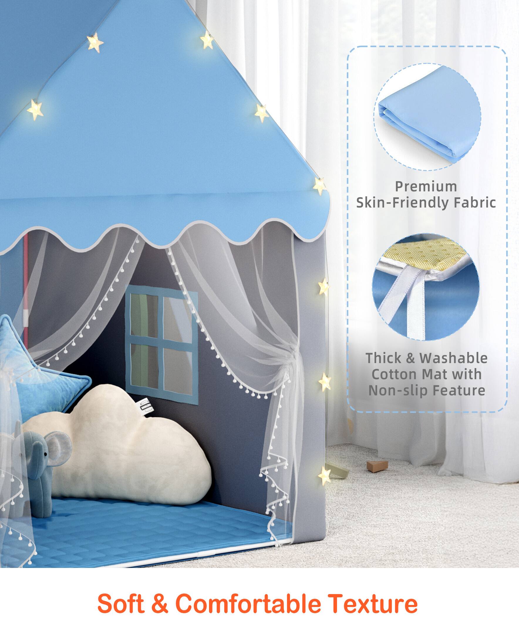Premium Skin-Friendly Fabric  
Thick & Washable Cotton Mat with Non-slip Feature  
Soft & Comfortable Texture