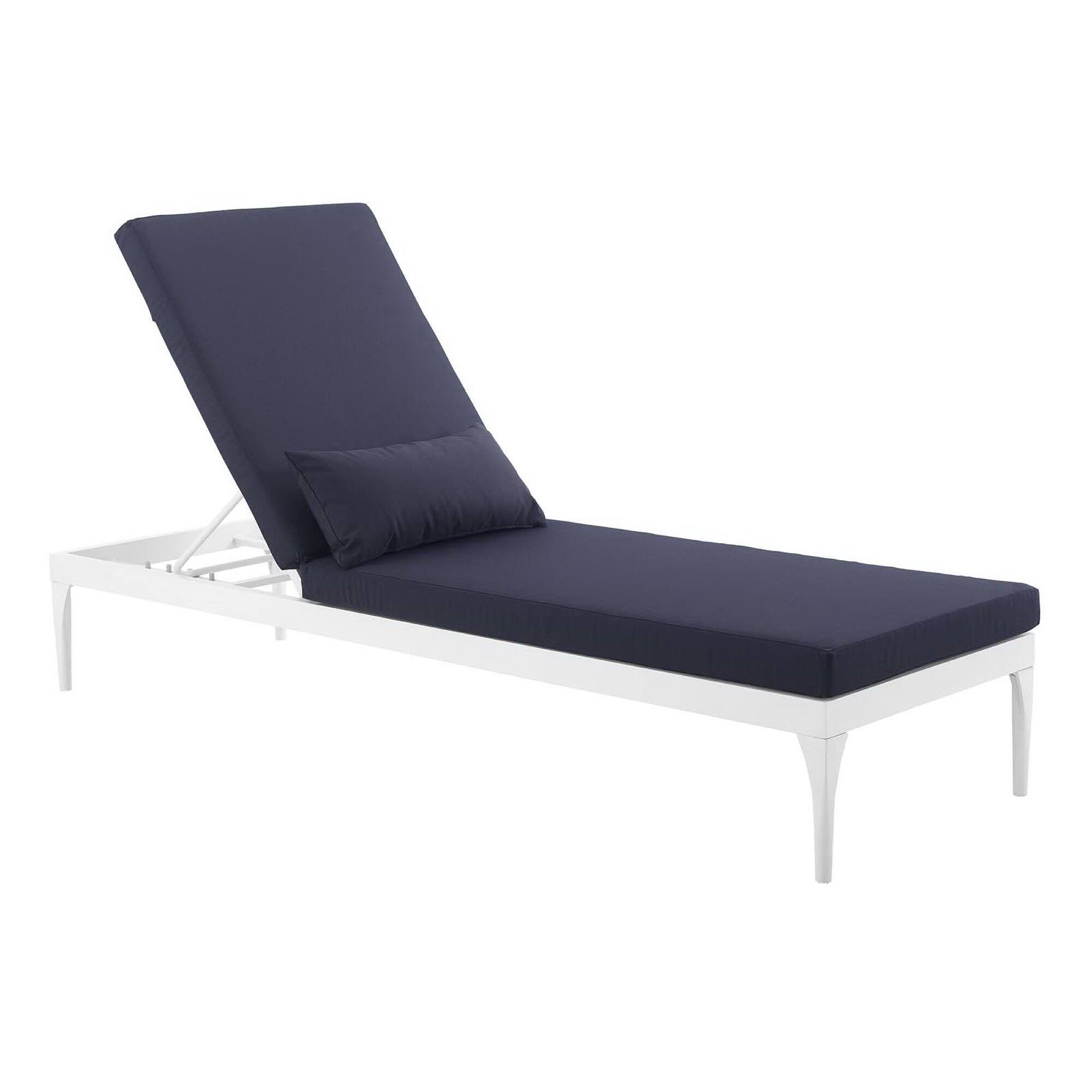 Angle. Modway - Perspective Cushion Outdoor Patio Chaise Lounge Chair by Modway - White Navy.