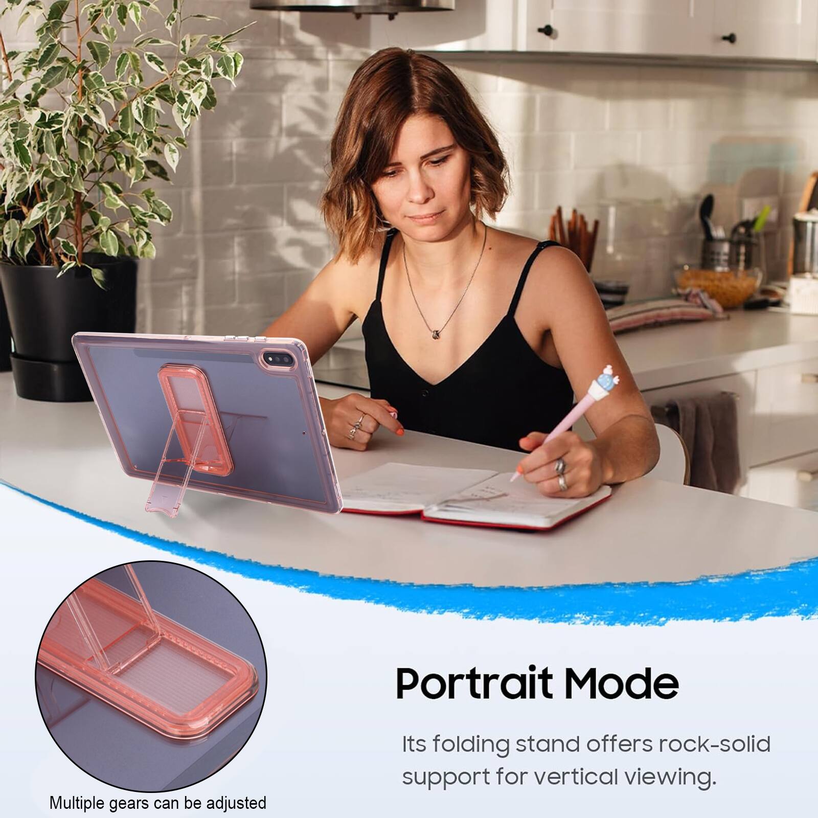 Portrait Mode  
Multiple gears can be adjusted  
Its folding stand offers rock-solid support for vertical viewing.