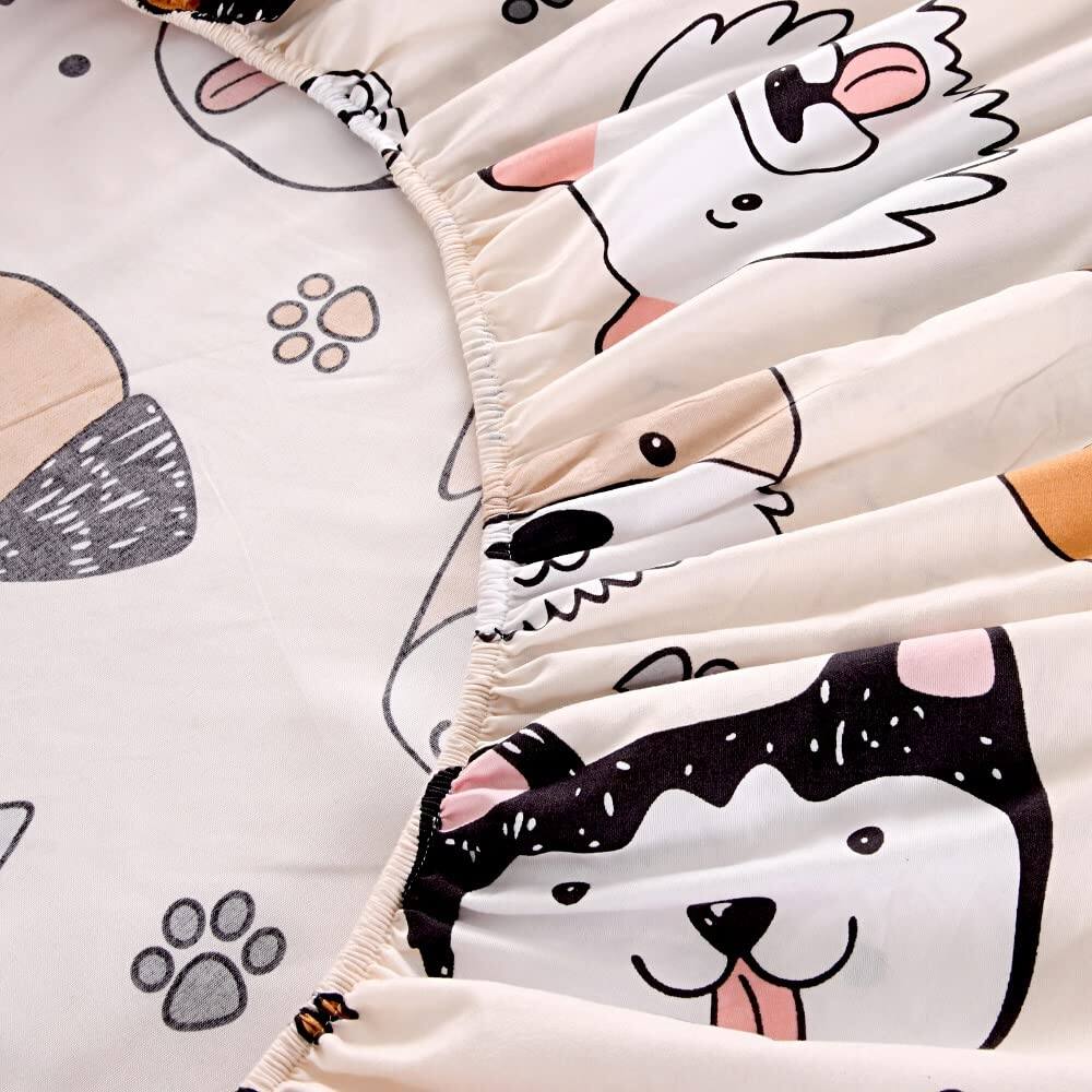 Alt View 3. Skar Audio - 2pcs Soft Fitted Sheet And Pillowcase Set - Doggy Printed Puppy Pattern Design Sheets For Teens Size Bed - Multicolor Twin.