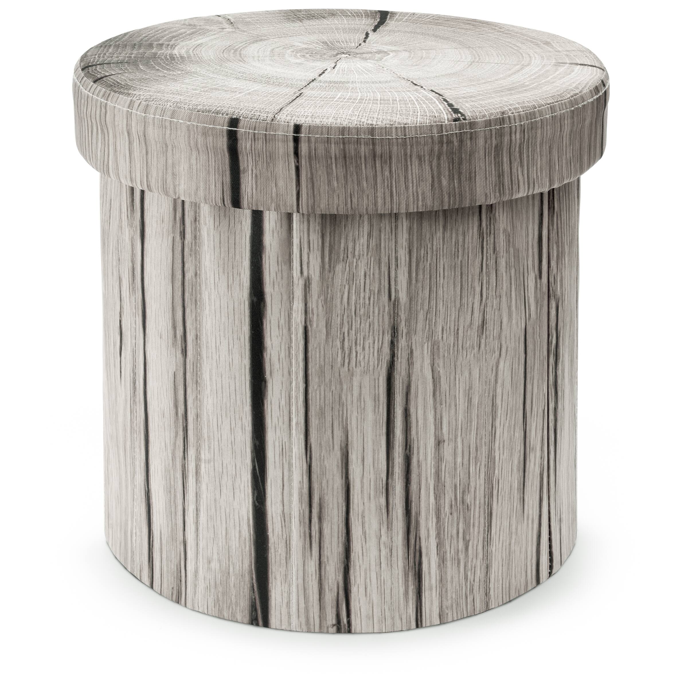 Alt View 4. Sorbus - Sorbus Tree Stump Stool, 2 Pack Storage Ottoman 15 Inch Fake Tree Stumps Log Stool Storage, Artificial Tree Trunk - Gray.