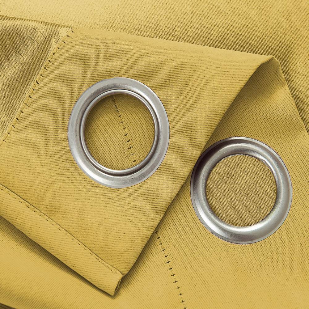 Angle. RT Designers Collection - Olivia Gray Anchorage Blackout Grommet Single Curtan Panel - 54x90" Yellow - Yellow.