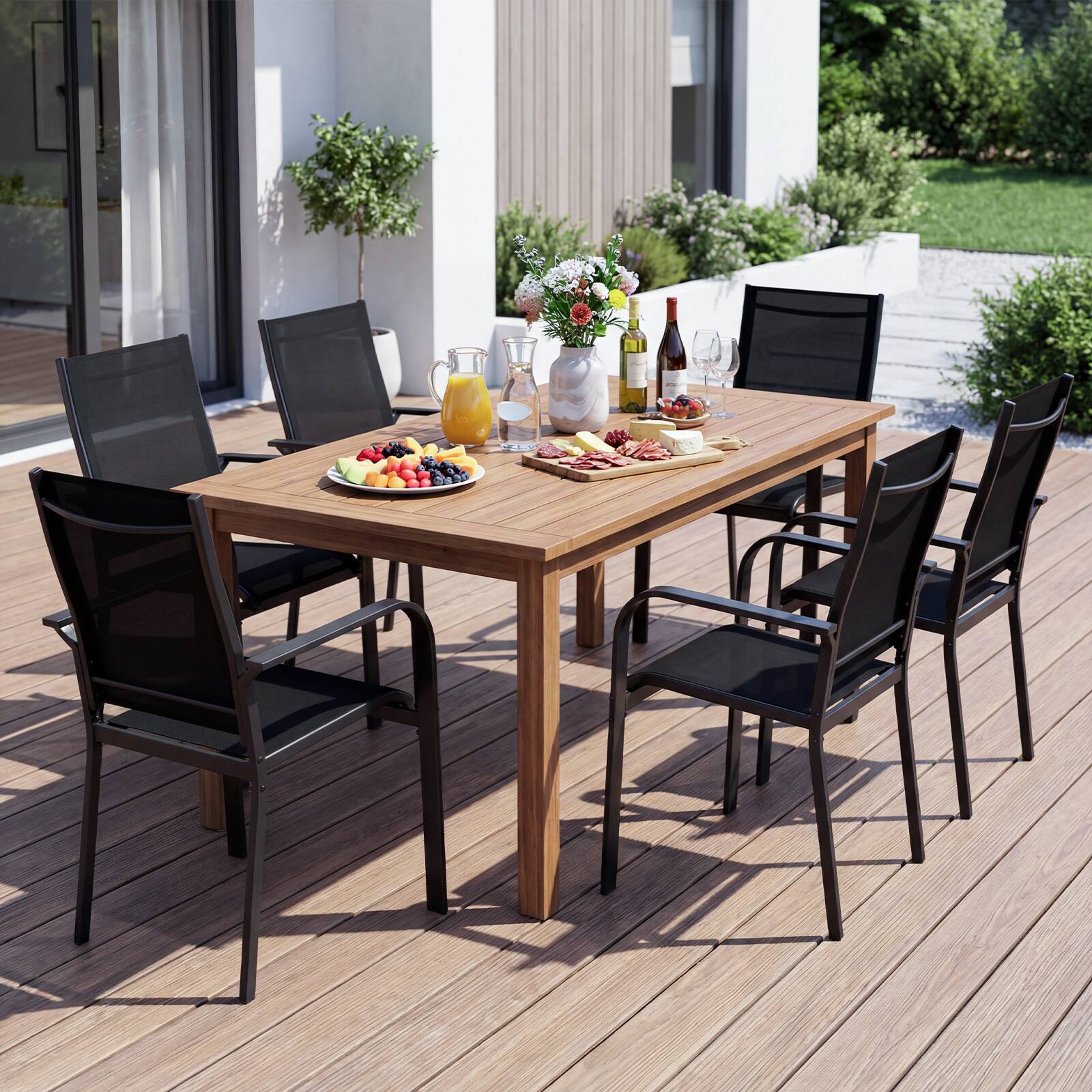 Alt View 1. Gymax - Gymax Patio Dining Chairs Set of 6 w/Metal Frame Breathable Mesh Fabric Backrest - Black.