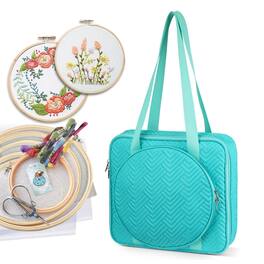 Kitcheniva - Embroidery Square Quilted Tote Organizer Bag - Blue