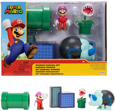 SUPER MARIO
WARNING: CHOKING HAZARD Toy WONDER DIORAMA SET contains small balls and small parts. Not for children under 3 years.
DIORAMA PRODIGE ATTENTION: SET DIORAMA WONDER DANGER D'TOUFFEMENT Le jouet WUNDER-DIORAMASET contient des petites boules et des petits tments. Ne convient pas XLAS enfants de moins de 3 ans.
SET DIORAMA MERAVIGLIA
3+
INCLUDES 3 FIGURES AND 3 ACCESSORIES COMPREND 3 FIGURES ET 3 ACCESSOIRES INGLUTE 3 FIGURAS Y 3 ACCESORIOS INKLUSIVE 3 FIGUREN UND 3 ZUBERONTEILE