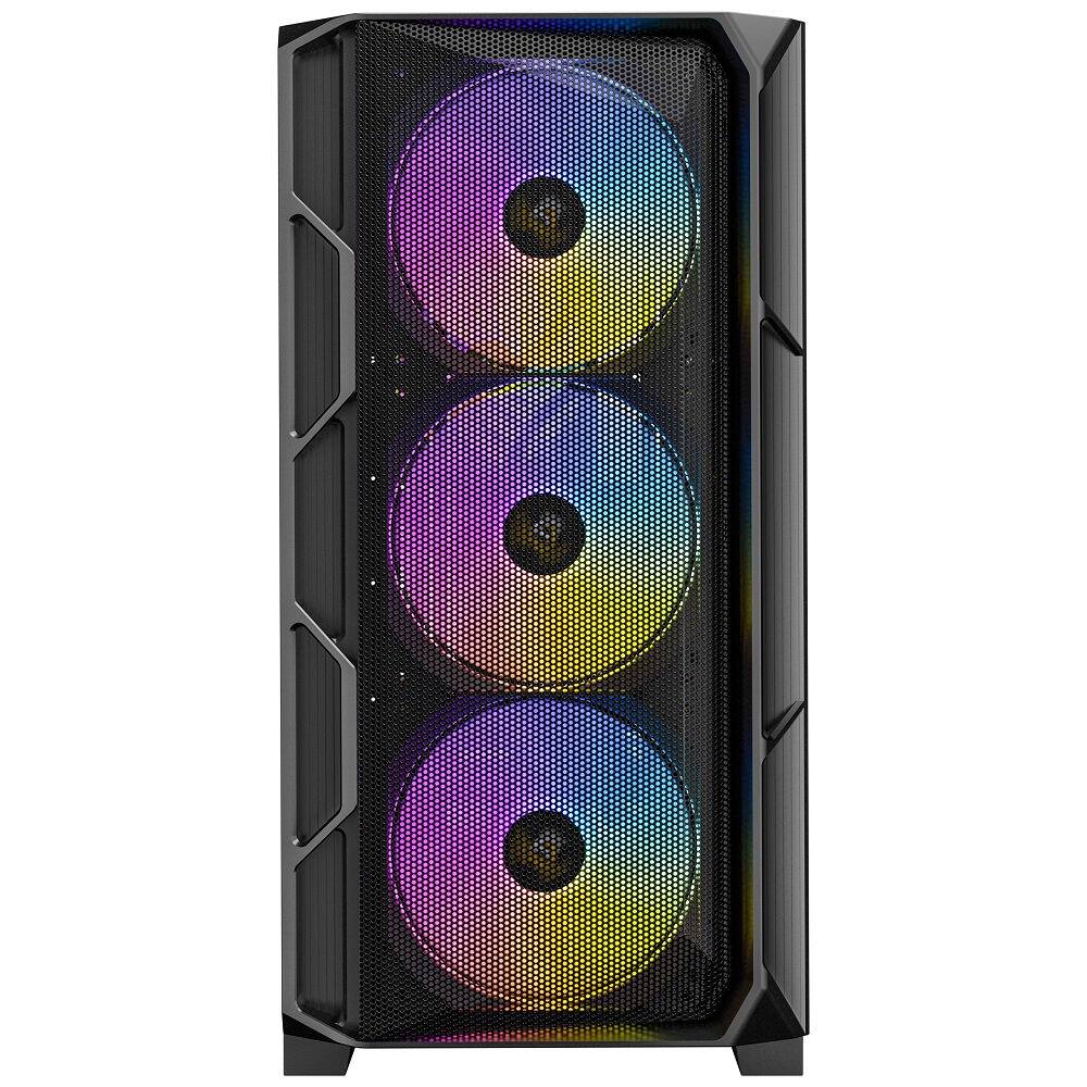 Angle. Antec - AX1000 ARGB, 4 x 140mm ARGB PWM Fans Included, ARGB PWM Fan Controller, 360mm Radiator Support, Mid-Tower ATX PC Case - Black.