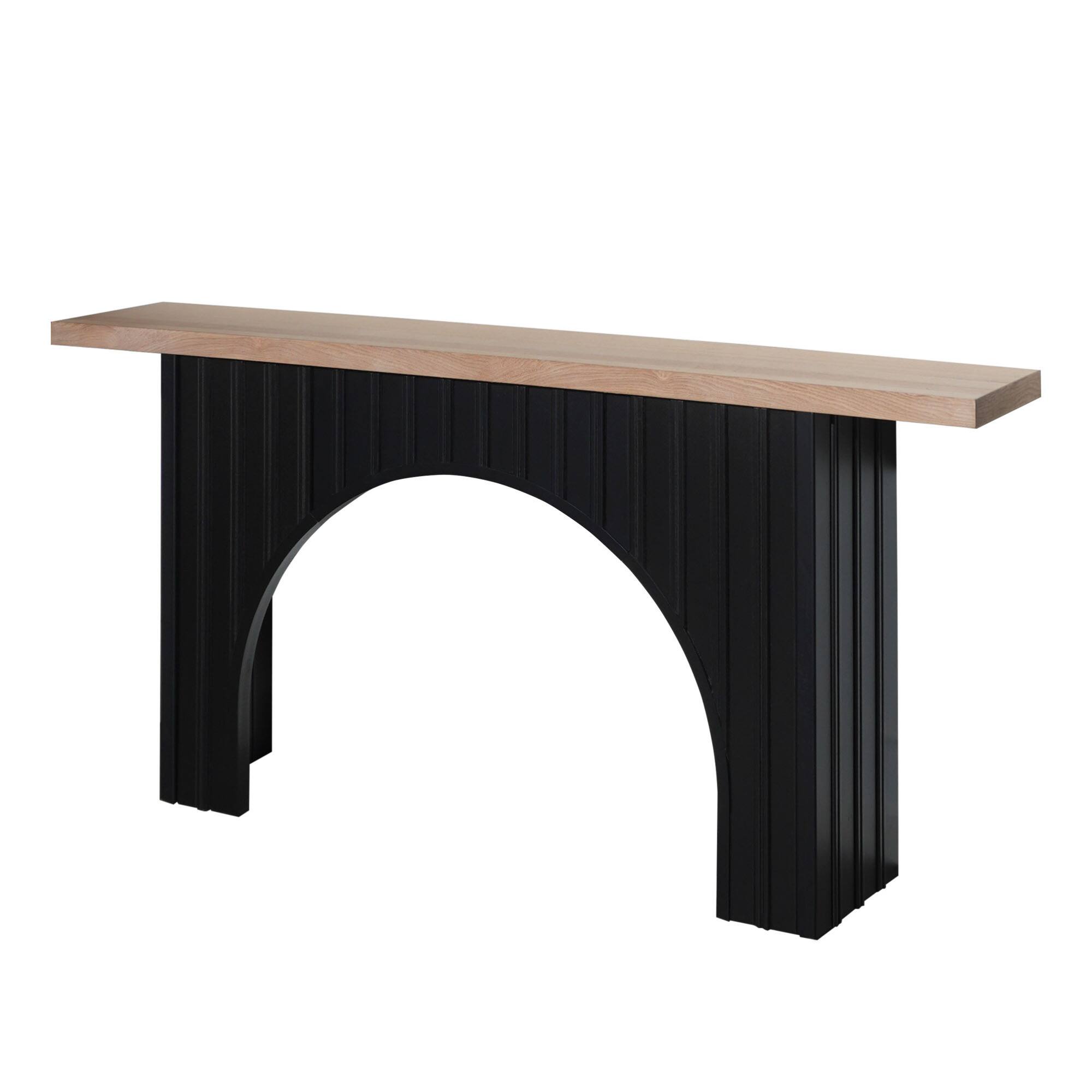 Alt View 7. GOODSILO - Modern Minimalist Console Table with Arch Base and Wood Top, Long Entryway Table for Living Room or Hallway - Black+Natural.