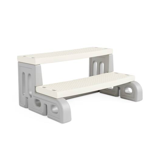 Alt View 5. Winado - 2-Step Swimming Pool, Hot Tub Steps, Spa Ladder with Non-Slip Treads, Universal Multi-Purpose Stairs for Indoor Outdoor - Gray Frame & Beige Pedals.