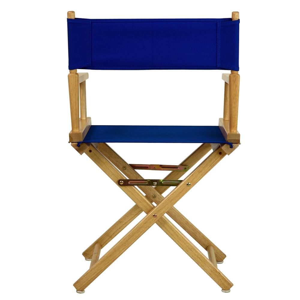Back. FurniFact - Royal Blue Canvas Director Chair with Foldable Solid Wood Frame - Natural Frame/Royal Blue Canvas.