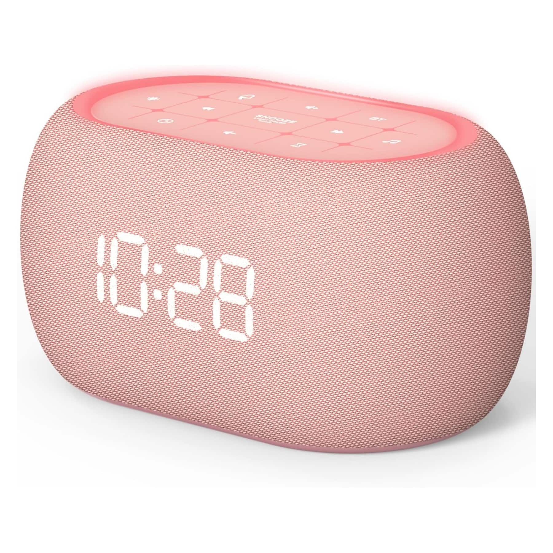 Dazzed Corner - White Noise Sound Machine Alarm Clock with Bluetooth Speaker - Pink
