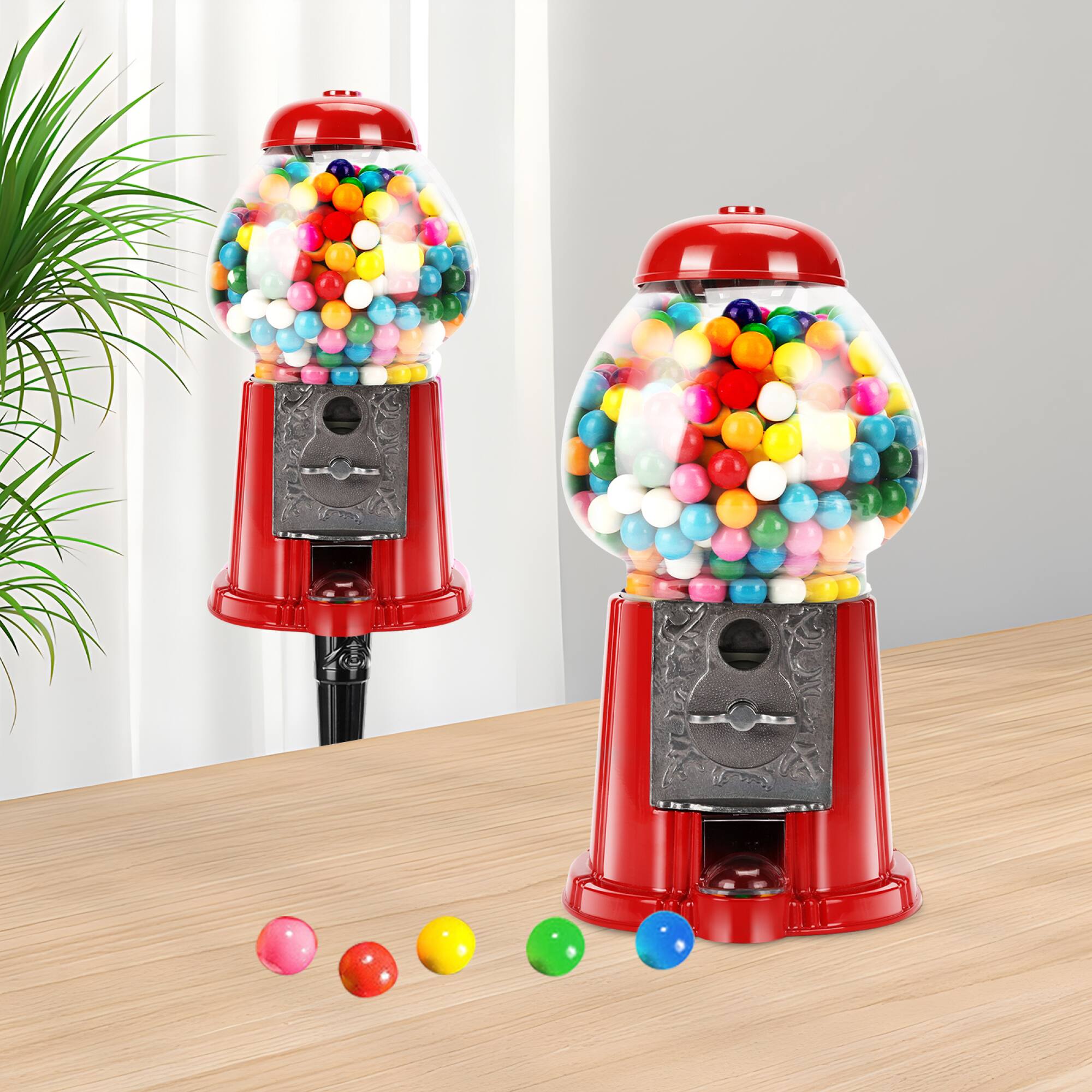 Alt View 5. GOODSILO - 15-Inch Commercial Red Vintage-Style Gumball Machine with Stand - Key-Operated Coin Mechanism for Candy Dispensing - Red.