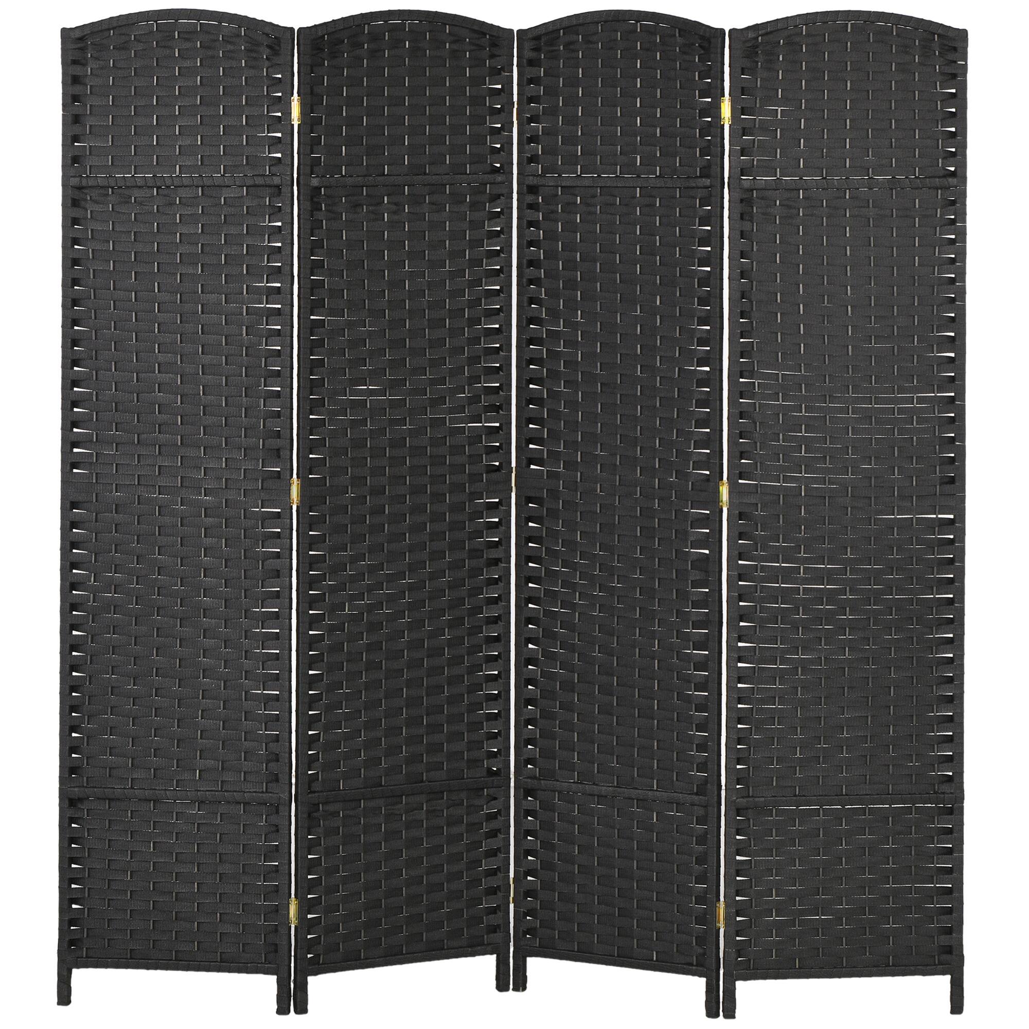 Alt View 4. MOOSOO - Room Divider, 4 Panel Folding Privacy Screen, 5.6' Tall Freestanding Partition for Home Office, Bedroom - Black.
