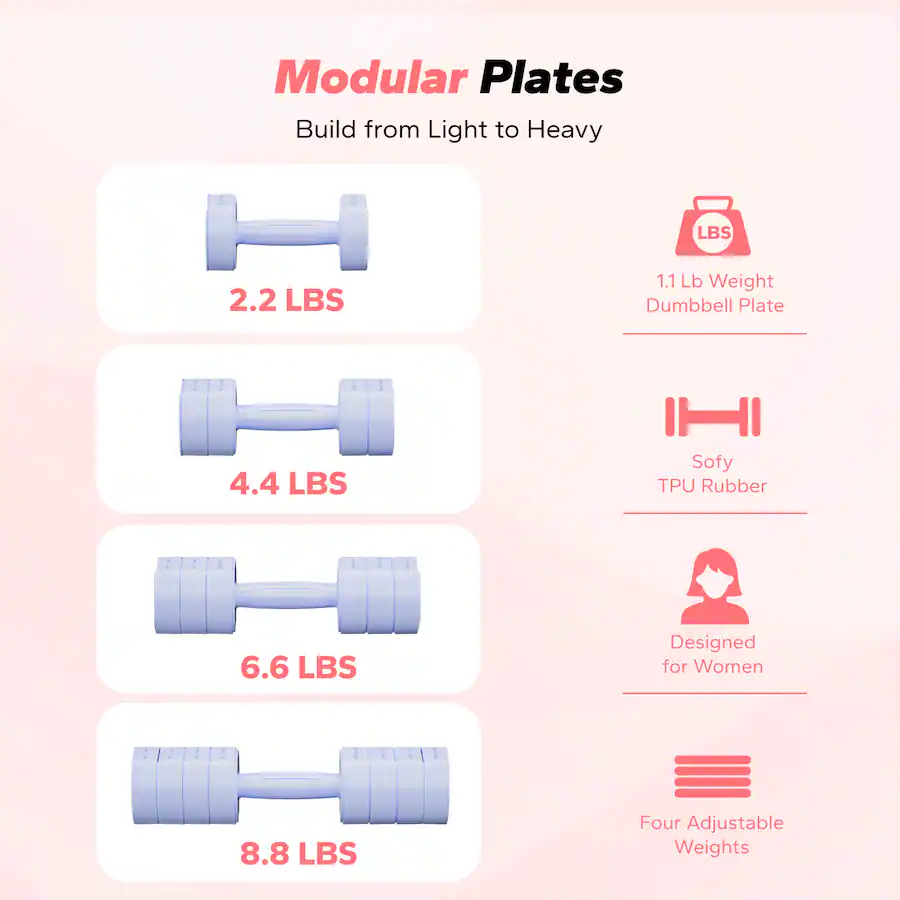 MERACH 4 in 1 Hand Weights Adjustable Dumbbell for Women at Home ...