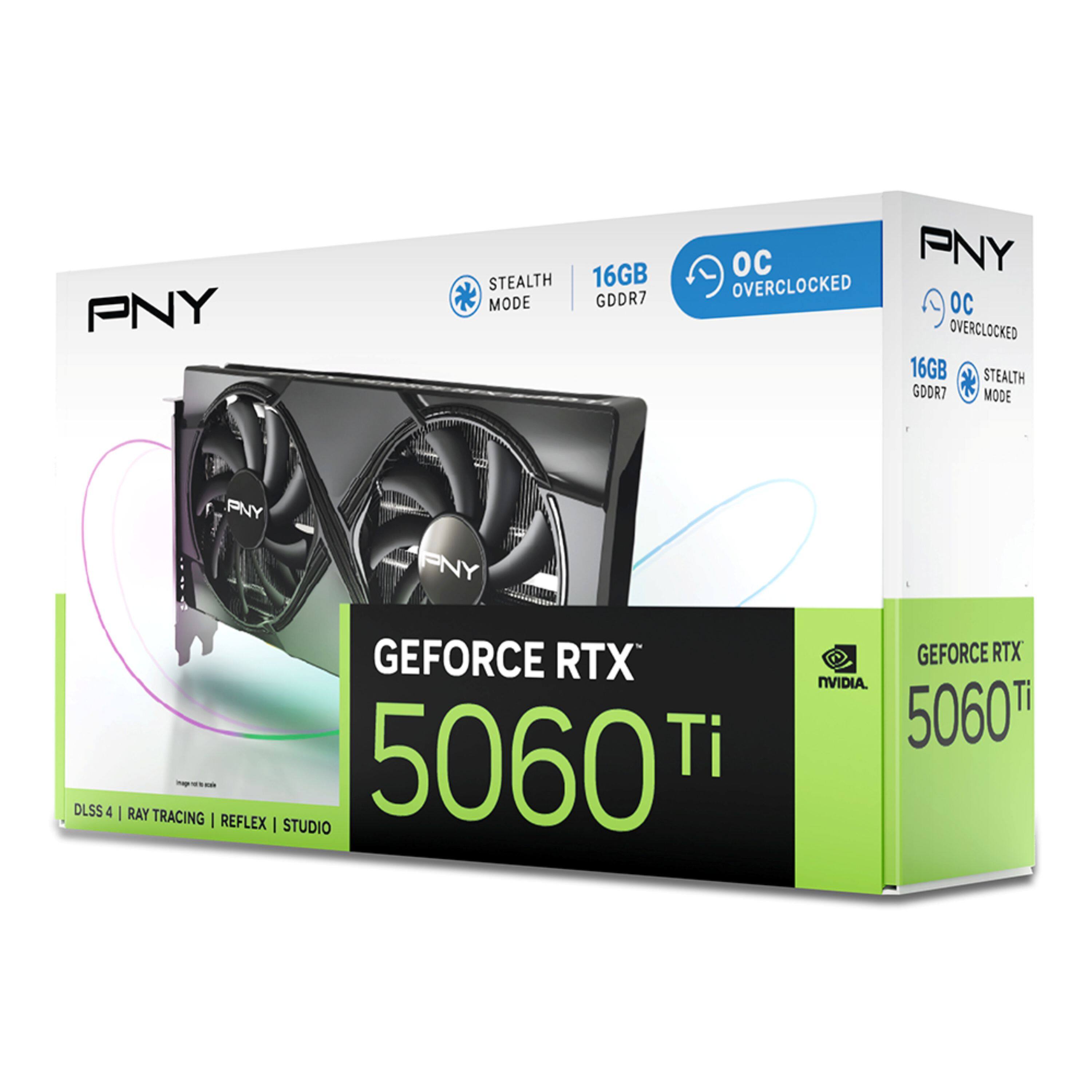PNY STEALTH 16GB MODE GDDR7 OC PNY OVERCLOCKED OC OVERCLOCKED 16GB STEALTH GDDR7 * MODE PNY PNY DLSS 4 GEFORCE RTX 5060 Ti - - | RAY TRACING | REFLEX | STUDIO GEFORCE RTX NVIDIA