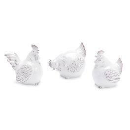 BreeBe - Ceramic Chicken Decor (Set of 6) - White, Beige