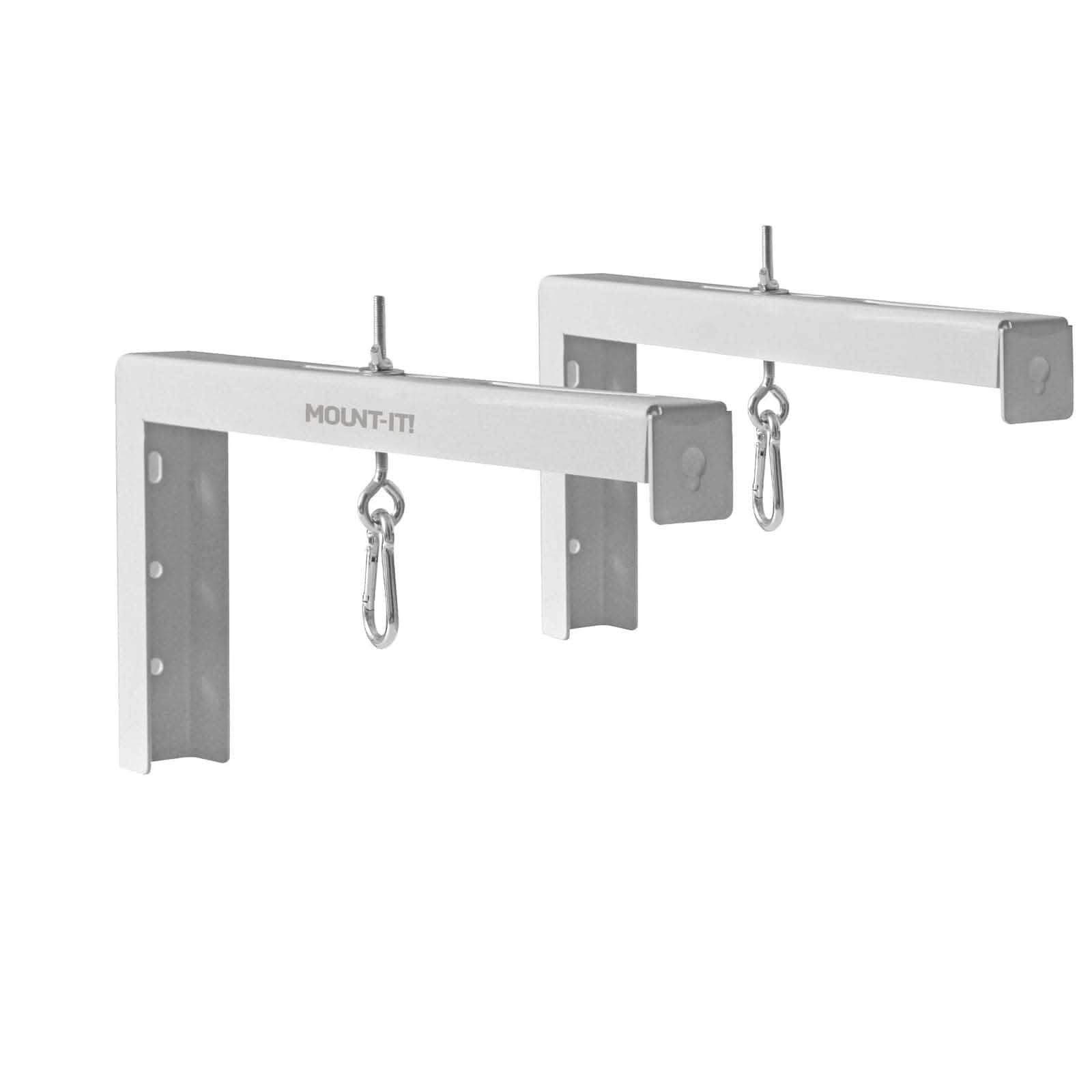 Mount-It! - Universal Projector Screen Mount Bracket with Adjustable Hooks for Wall or Ceiling Installation - White